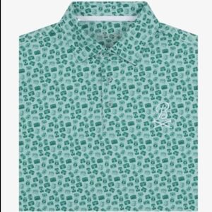 Barstool Golf Performance Polo Shirt - Green Badges AOP - Youth Size Large